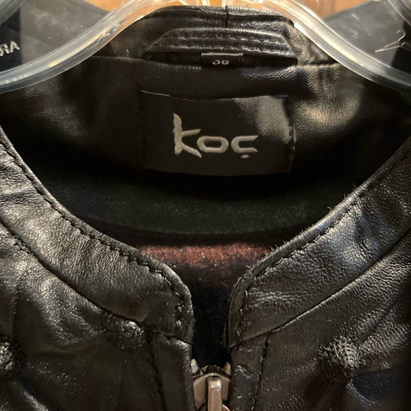 Koc Womens Black Leather Biker Moto Style Zipper Jacket Euro Size 36/US Small - Picture 7 of 9